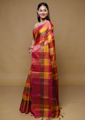 Multicolor Kora Silk Saree With Blouse Piece