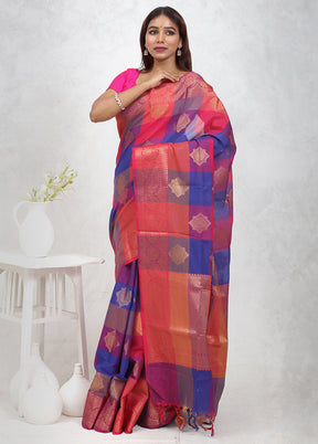 Multicolor Kora Silk Saree Without Blouse Piece - Indian Silk House Agencies