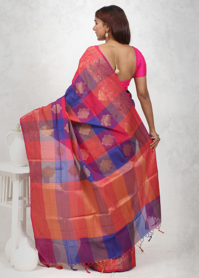 Multicolor Kora Silk Saree Without Blouse Piece - Indian Silk House Agencies