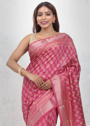 Purple Chanderi Cotton Saree Without Blouse Piece - Indian Silk House Agencies