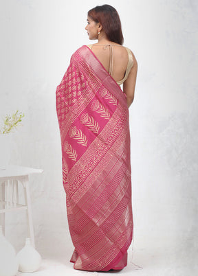 Purple Chanderi Cotton Saree Without Blouse Piece - Indian Silk House Agencies