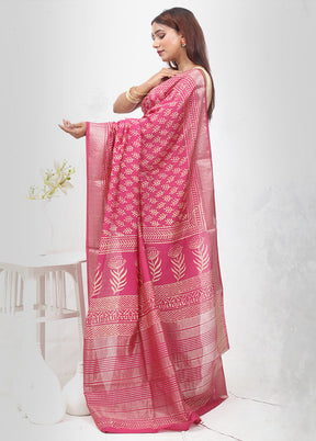 Purple Chanderi Cotton Saree Without Blouse Piece - Indian Silk House Agencies