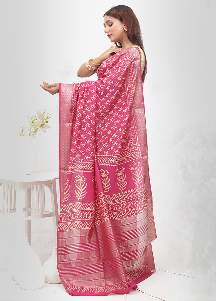 Purple Chanderi Cotton Saree Without Blouse Piece - Indian Silk House Agencies