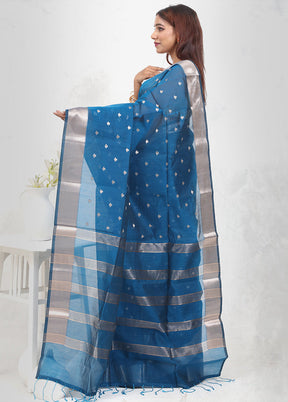 Blue Cotton Saree Without Blouse Piece - Indian Silk House Agencies