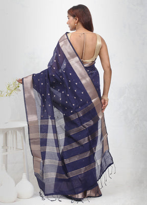 Blue Cotton Saree Without Blouse Piece - Indian Silk House Agencies