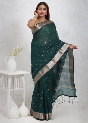 Green Cotton Saree Without Blouse Piece - Indian Silk House Agencies