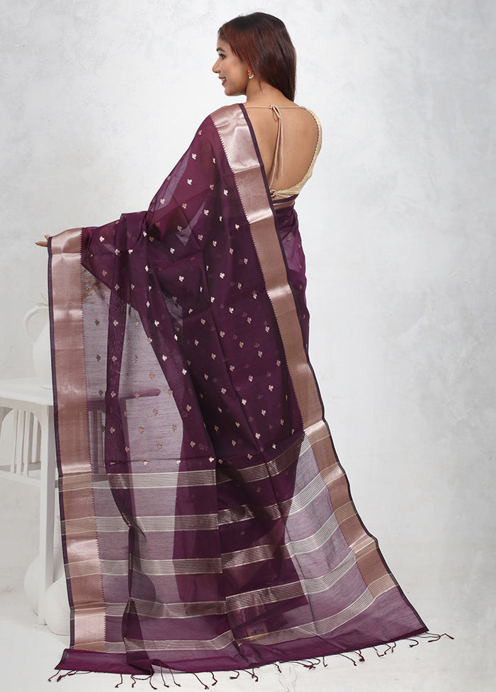 Purple Cotton Saree Without Blouse Piece - Indian Silk House Agencies