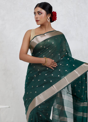 Green Cotton Saree Without Blouse Piece - Indian Silk House Agencies