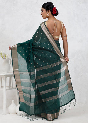 Green Cotton Saree Without Blouse Piece - Indian Silk House Agencies