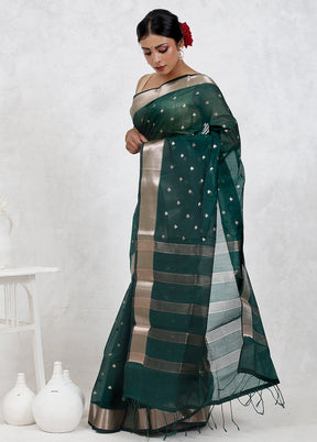 Green Cotton Saree Without Blouse Piece - Indian Silk House Agencies