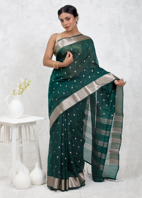 Green Cotton Saree Without Blouse Piece - Indian Silk House Agencies