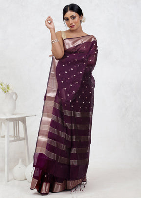 Purple Cotton Saree Without Blouse Piece - Indian Silk House Agencies