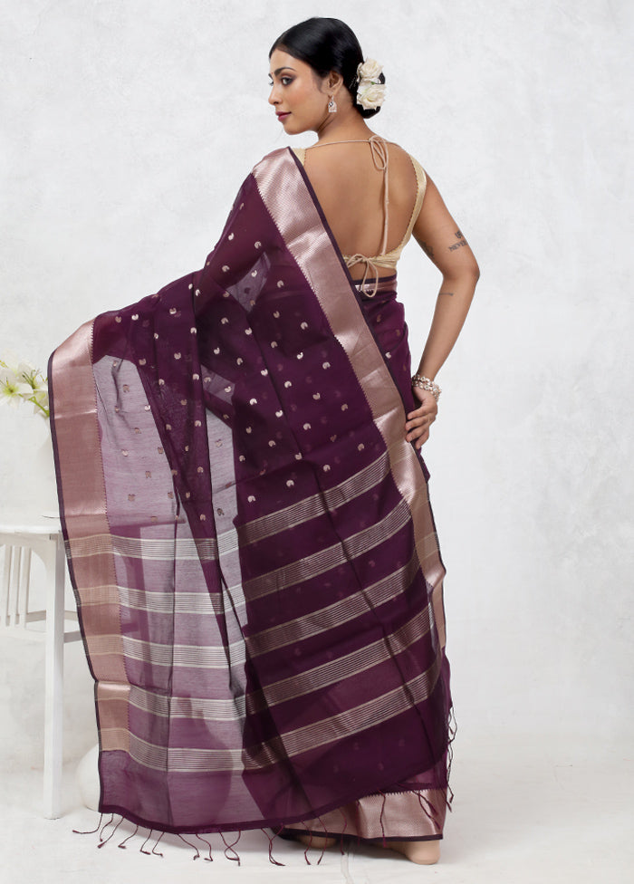 Purple Cotton Saree Without Blouse Piece - Indian Silk House Agencies