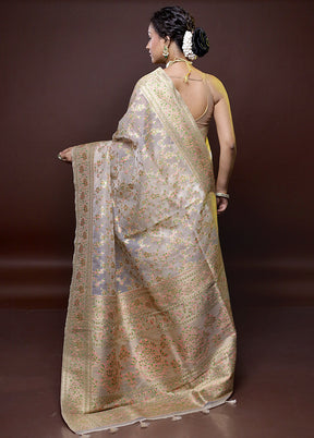 Cream Organza Saree With Blouse Piece