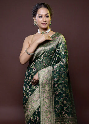 Green Organza Saree With Blouse Piece