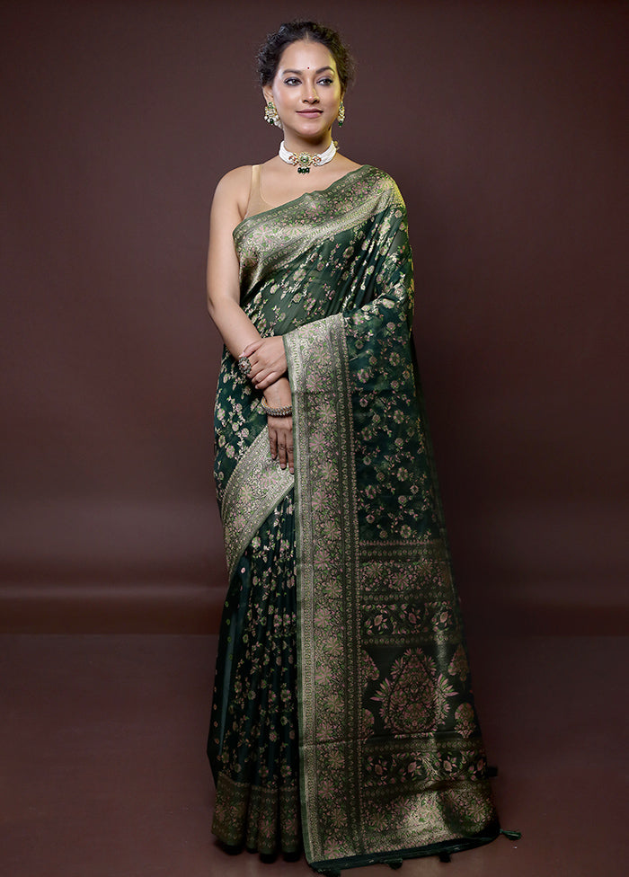 Green Organza Saree With Blouse Piece