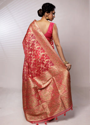 Pink Organza Saree With Blouse Piece - Indian Silk House Agencies