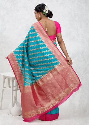 Blue Georgette Saree With Blouse Piece