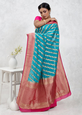 Blue Georgette Saree Without Blouse Piece - Indian Silk House Agencies