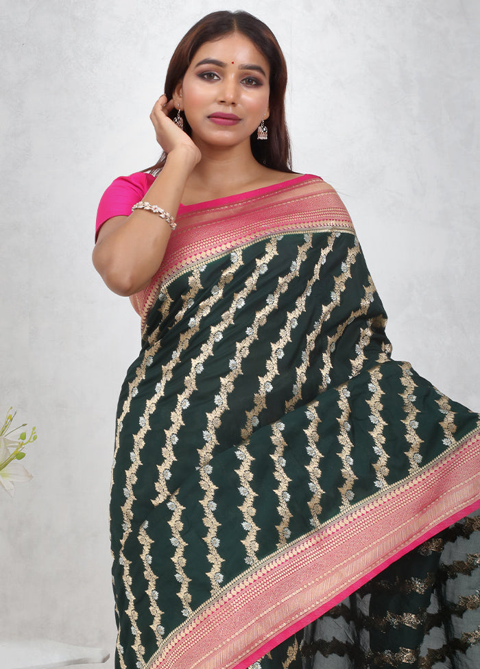 Green Georgette Saree Without Blouse Piece - Indian Silk House Agencies