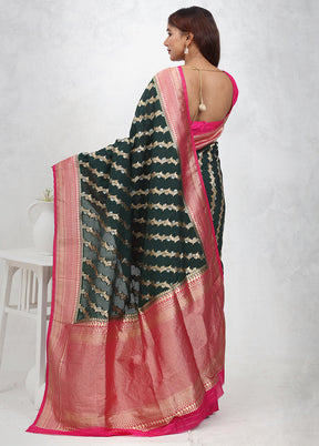 Green Georgette Saree Without Blouse Piece - Indian Silk House Agencies