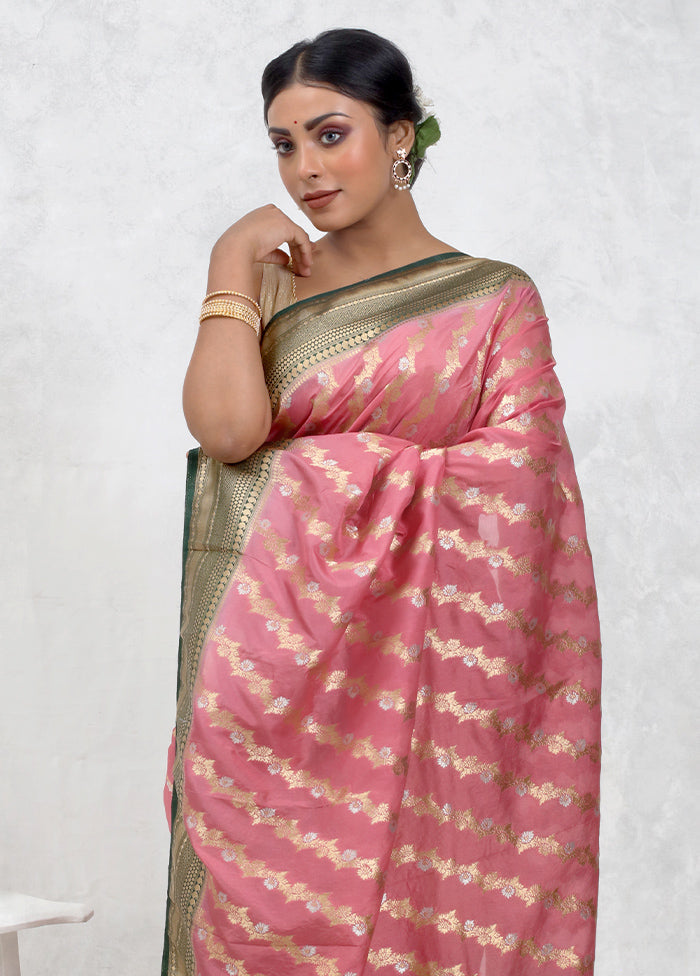 Pink Georgette Saree Without Blouse Piece - Indian Silk House Agencies