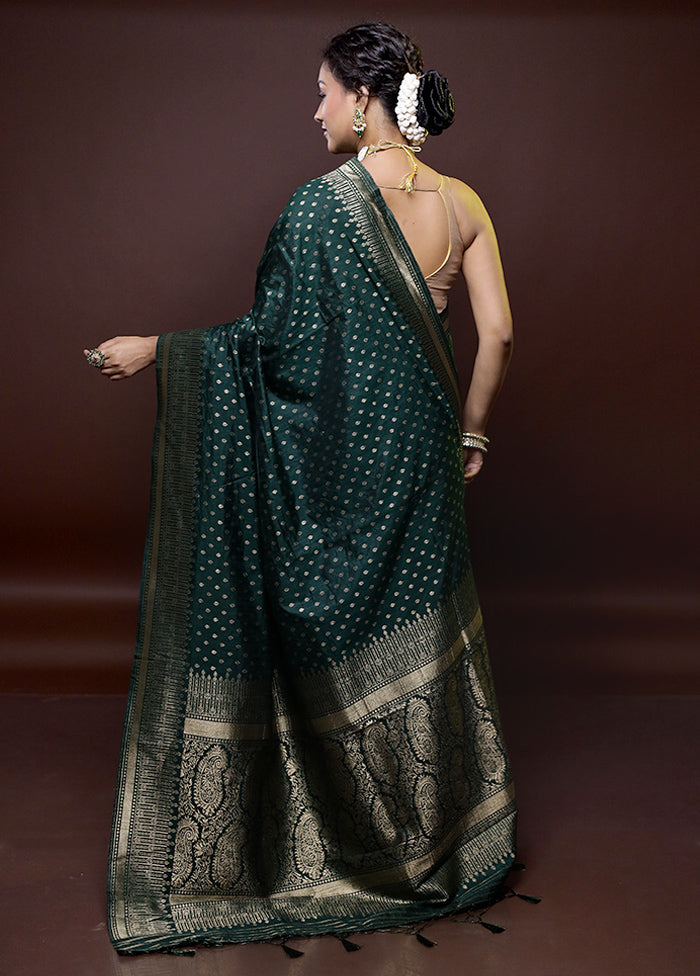 Green Dupion Silk Saree With Blouse Piece