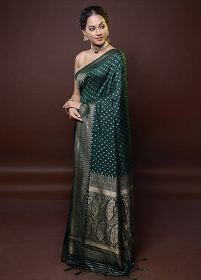 Green Dupion Silk Saree With Blouse Piece