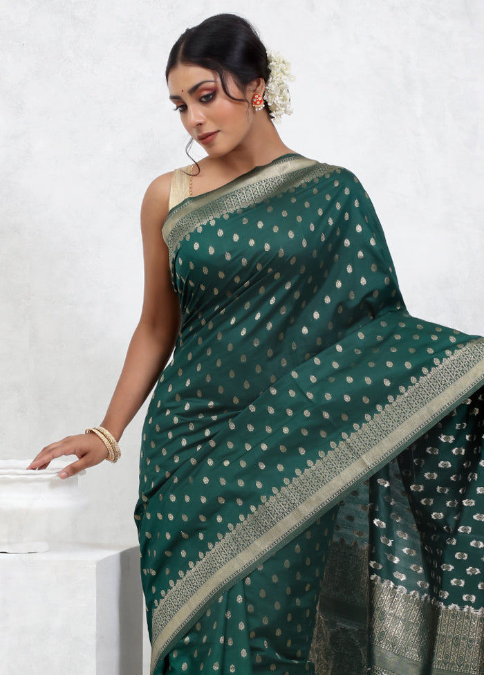 Green Dupion Silk Saree With Blouse Piece