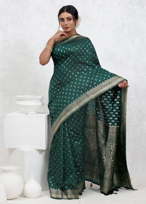 Green Dupion Silk Saree With Blouse Piece - Indian Silk House Agencies