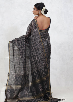 Black Cotton Saree With Blouse Piece