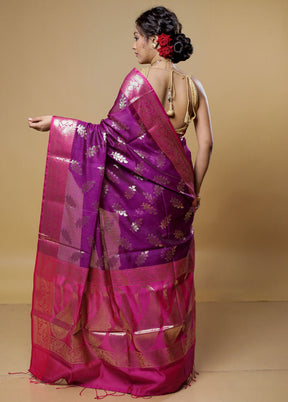 Purple Kora Silk Saree With Blouse Piece