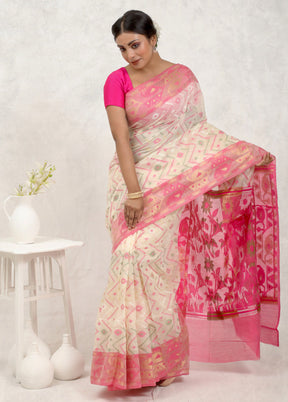 Pink Cotton Saree Without Blouse Piece - Indian Silk House Agencies