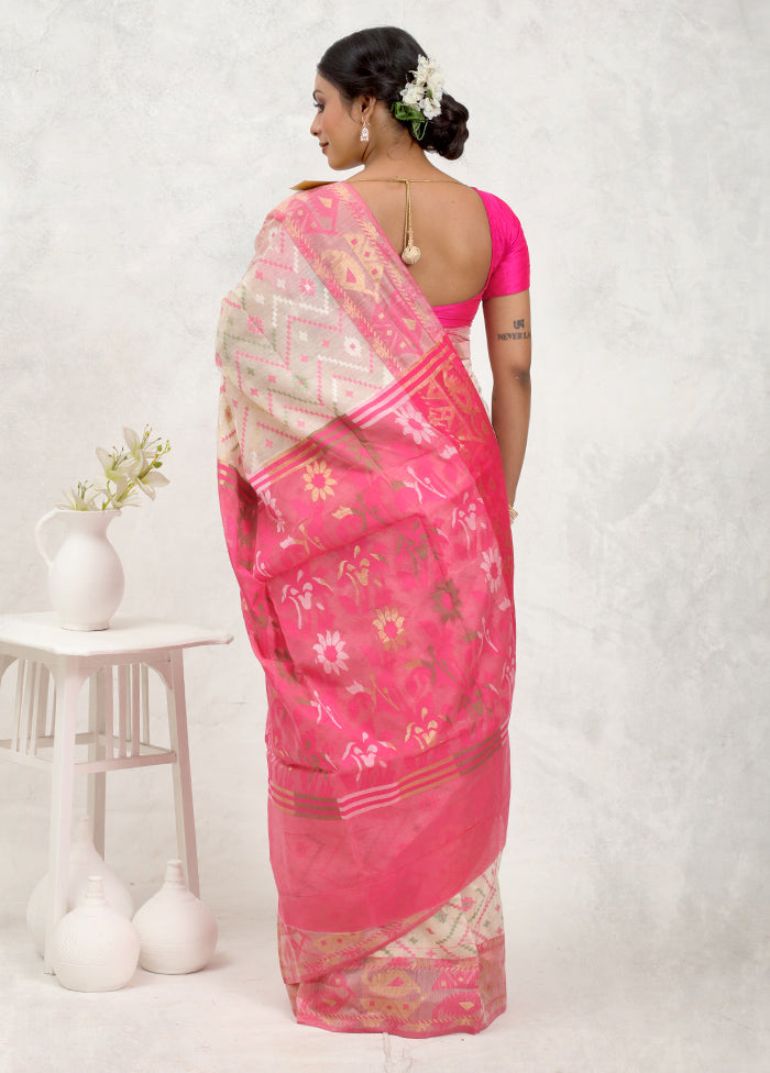 Pink Cotton Saree Without Blouse Piece - Indian Silk House Agencies