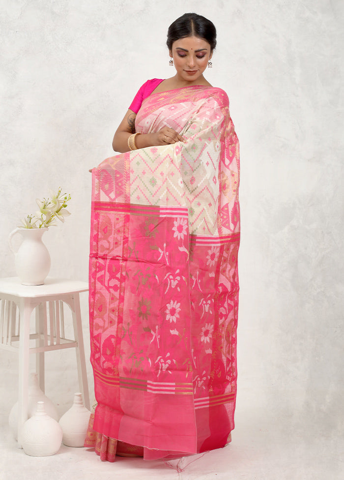 Pink Cotton Saree Without Blouse Piece - Indian Silk House Agencies