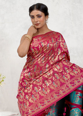 Pink Baluchari Silk Saree Without Blouse Piece - Indian Silk House Agencies