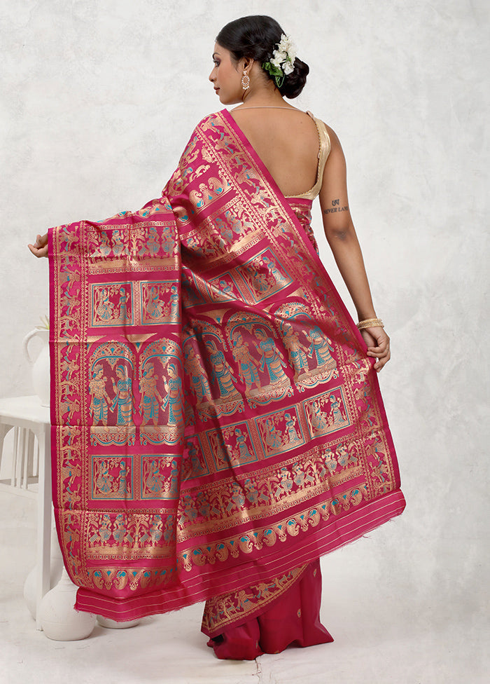 Pink Baluchari Silk Saree Without Blouse Piece - Indian Silk House Agencies