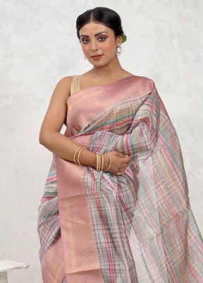 Cream Dupion Silk Saree With Blouse Piece