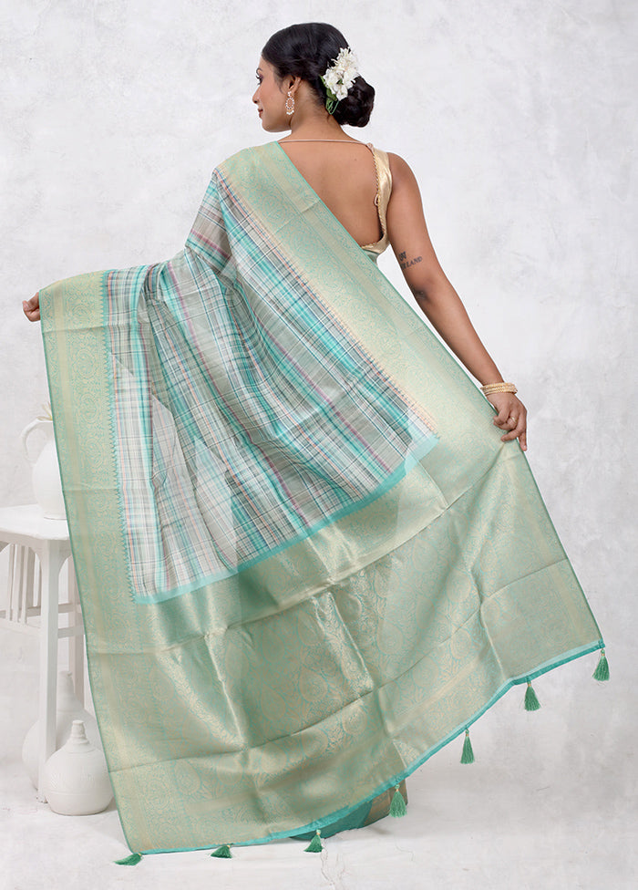 Green Dupion Silk Saree Without Blouse Piece - Indian Silk House Agencies