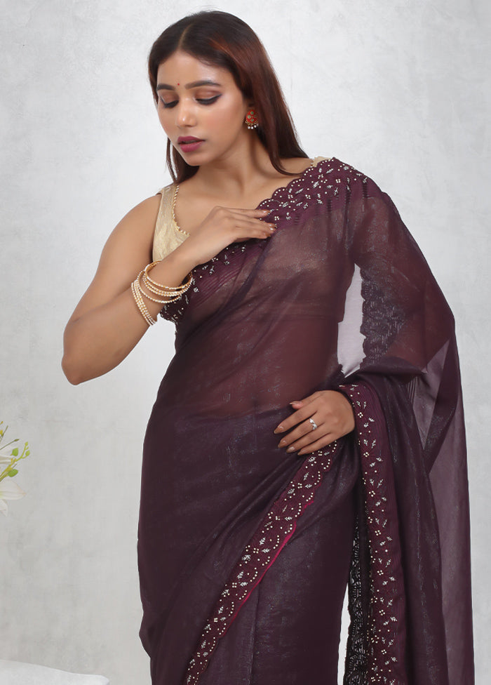 Purple Chiffon Silk Saree Without Blouse Piece - Indian Silk House Agencies