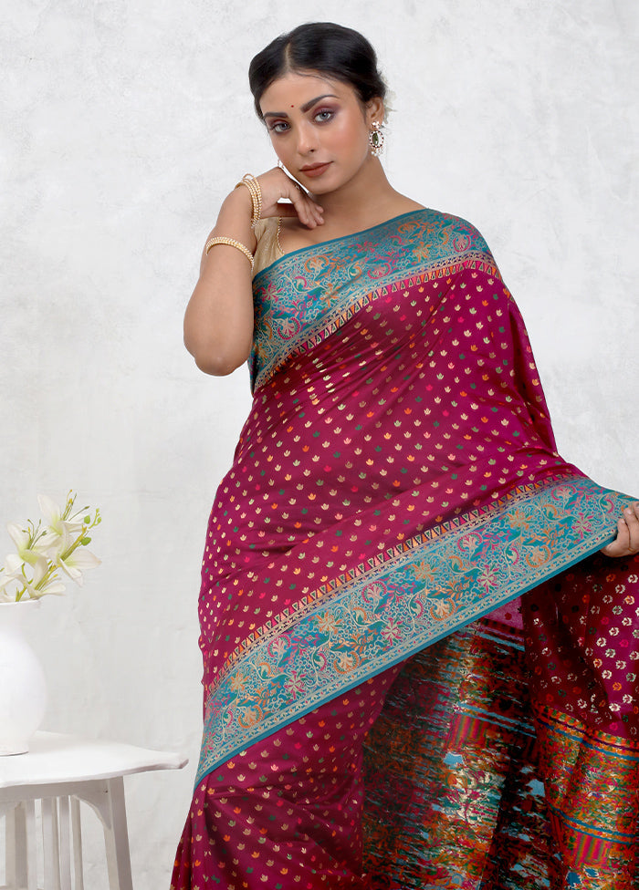 Pink Dupion Silk Saree Without Blouse Piece - Indian Silk House Agencies