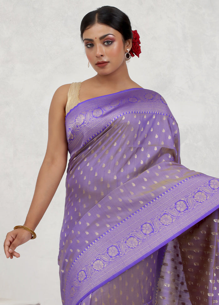 Purple Dupion Silk Saree Without Blouse Piece - Indian Silk House Agencies