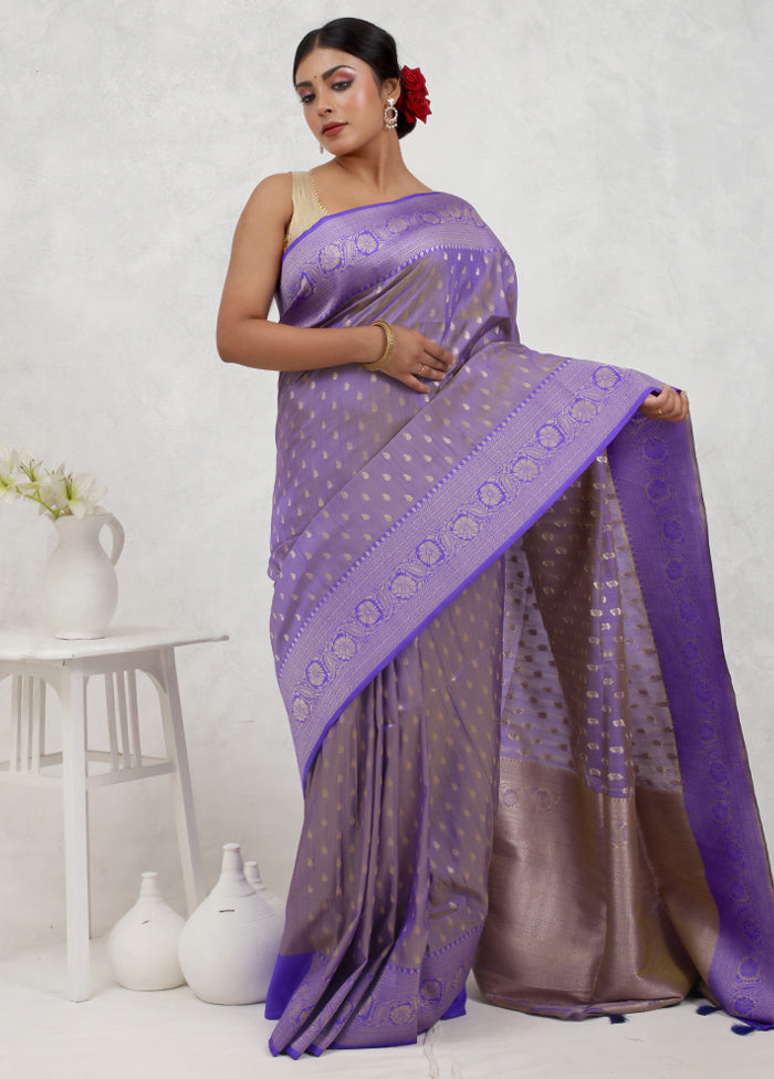 Purple Dupion Silk Saree Without Blouse Piece - Indian Silk House Agencies