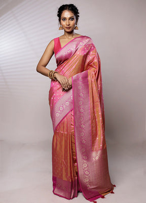 Orange Dupion Silk Saree With Blouse Piece