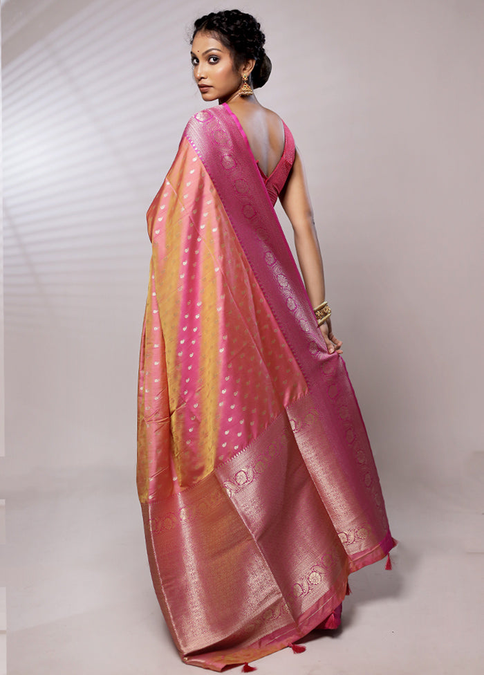 Orange Dupion Silk Saree With Blouse Piece