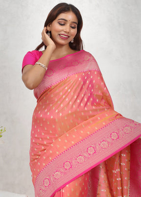 Pink Dupion Silk Saree Without Blouse Piece - Indian Silk House Agencies