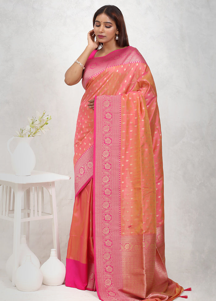 Pink Dupion Silk Saree Without Blouse Piece - Indian Silk House Agencies