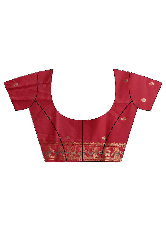 Red Baluchari Silk Saree With Blouse Piece - Indian Silk House Agencies