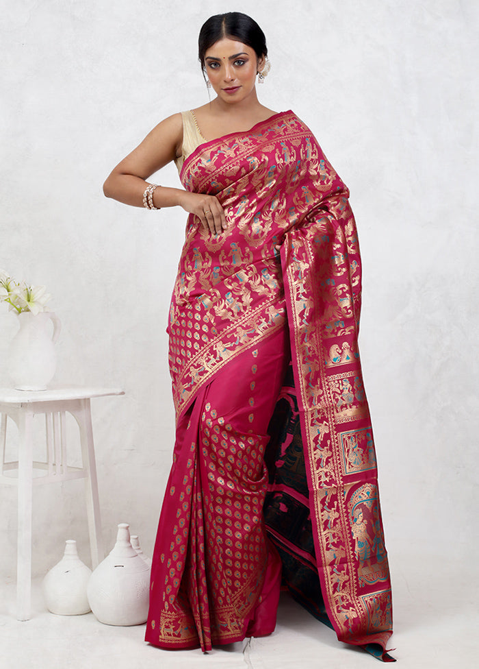 Pink Baluchari Silk Saree Without Blouse Piece - Indian Silk House Agencies