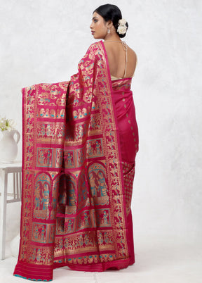 Pink Baluchari Silk Saree Without Blouse Piece - Indian Silk House Agencies